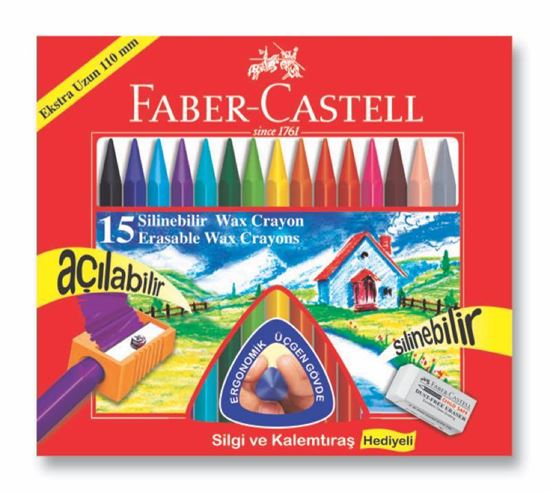Faber-Castell Silinebilir Mum Boya, 15 Renk. ürün görseli
