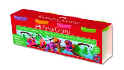Resim Faber-Castell SU bazlı Oyun Hamuru 4 Floresan Renk