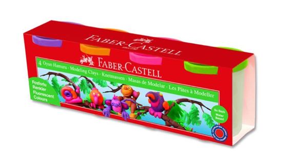 Faber-Castell SU bazlı Oyun Hamuru 4 Floresan Renk. ürün görseli