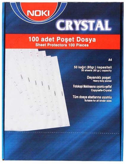 Noki Poşet Dosya Cristal Mavi Şeritli 100'lü Kutulu. ürün görseli