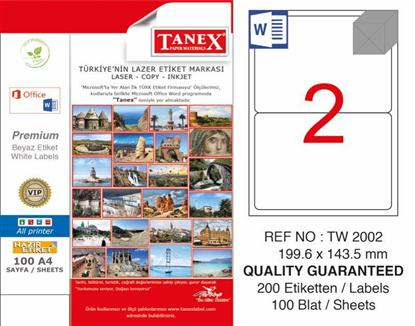 Resim Tanex 199,6x143,5 mm Laser Etiket 100 AD.