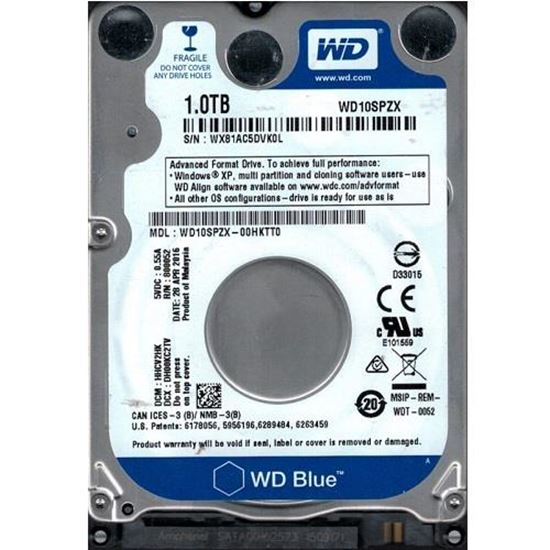 1Tb Wd 2.5" Blue Sata 128Mb 5400 Rpm 6Gb/S Wd10spzx. ürün görseli