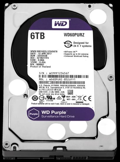6Tb Wd Purple Sata6 64Mb Dv 7X24 Wd60purz. ürün görseli