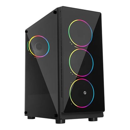 Resim Frisby FC-9355G 600W 4 x Double Slim Ring Fan Temperli Cam USB 3.0 ATX Mid-Tower Gaming Kasa
