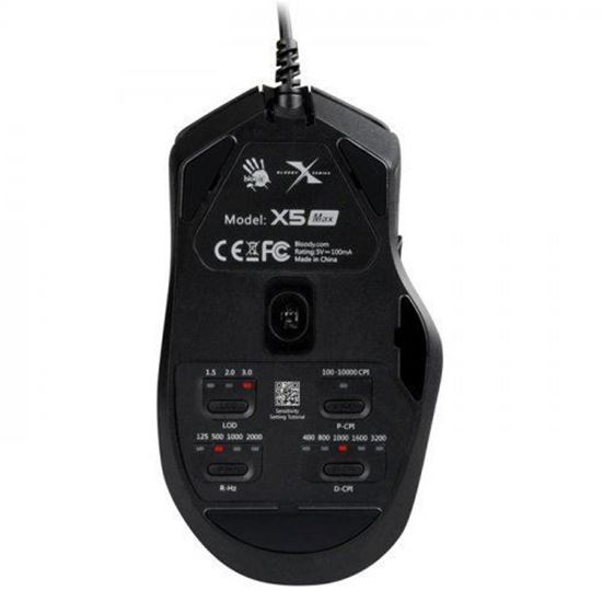 Bloody X5 Max 10.000 CPI 9 Tuş Optik RGB Kablolu Siyah Gaming Mouse. ürün görseli